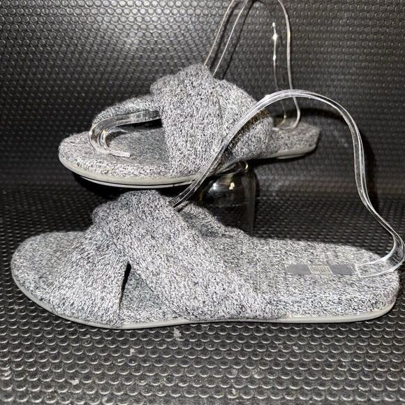FitFlop Women's Love Gray Marled Gracie Merino Wool Cross Slides Size 10 - Picture 2 of 9